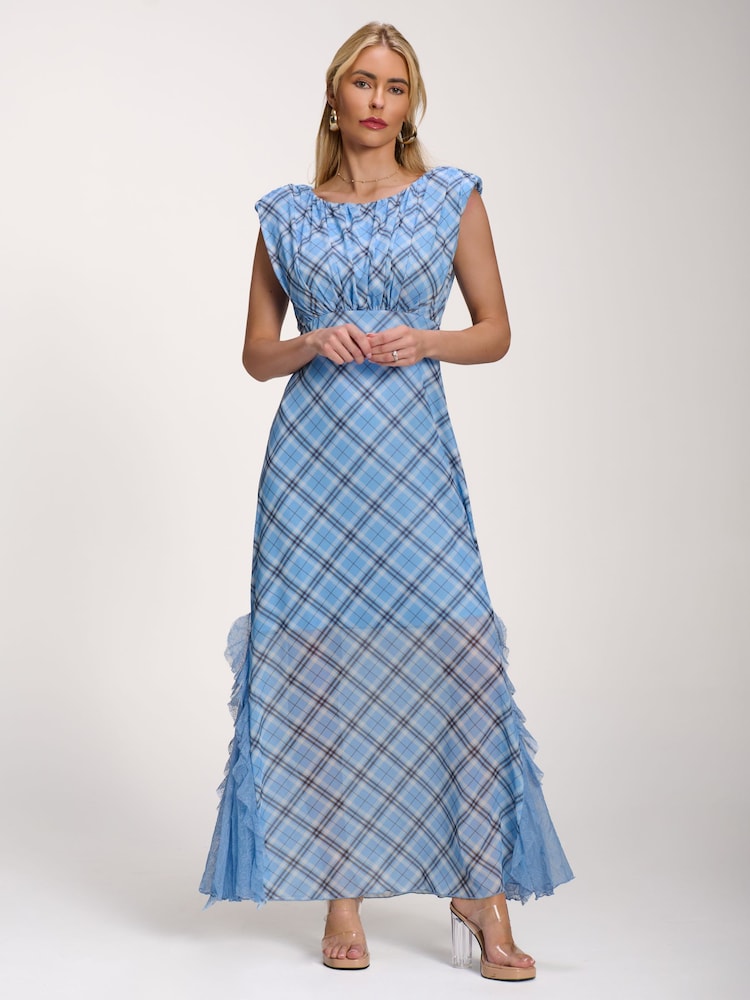 mesh insert maxi dress Braided Mesh Insert Maxi Dress Brown