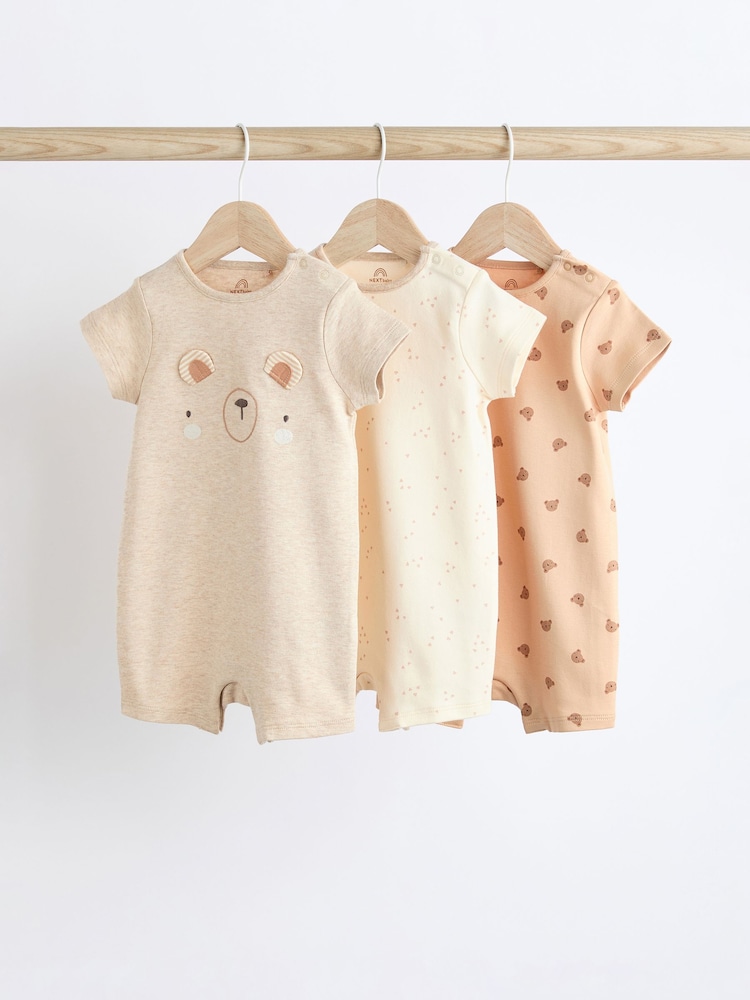 Neutral Bear Baby Rompers 3 Pack (0mths-3yrs) - Image 1 of 10
