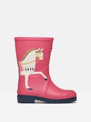 Joules Girls' Splashwell Pink Horse Wellies - Image 1 of 5