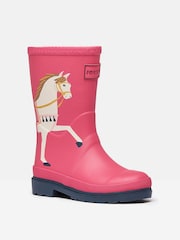 Joules Girls' Splashwell Pink Horse Wellies - Image 2 of 5