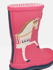 Joules Girls' Splashwell Pink Horse Wellies - Image 3 of 5