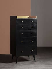 Swoon Black Fresco Mango Wood 5 Drawer Chest Of Drawers - Image 1 of 7