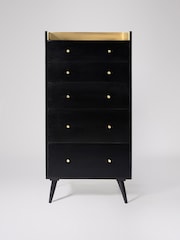 Swoon Black Fresco Mango Wood 5 Drawer Chest Of Drawers - Image 2 of 7