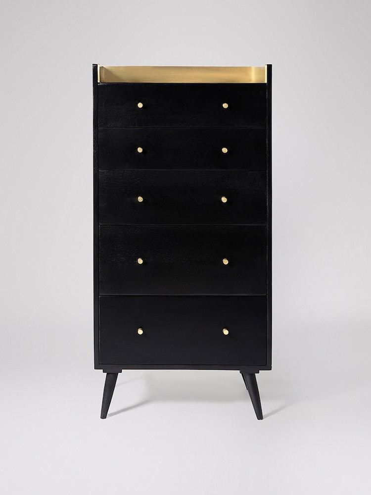 Swoon Black Fresco Mango Wood 5 Drawer Chest Of Drawers - Image 2 of 7
