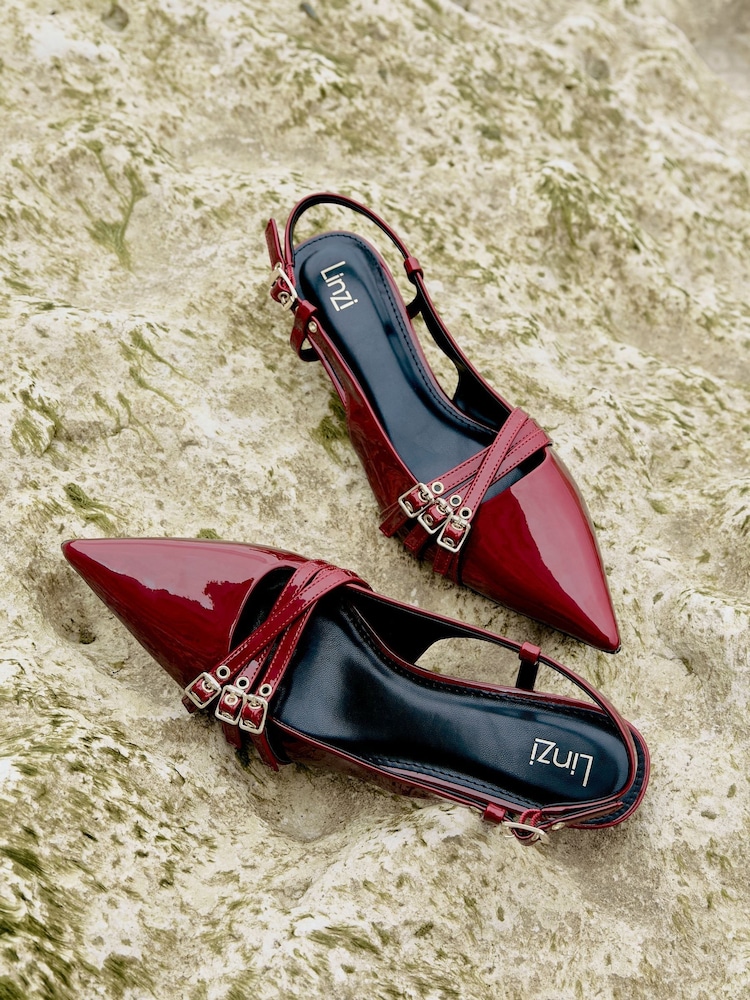 Linzi Red Retro Kitten Court Heels - Image 6 of 6