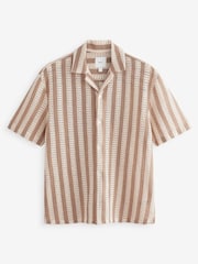 Neutral Stripe Crochet Short Sleeve Shirt - Image 5 of 7