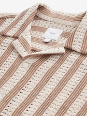 Neutral Stripe Crochet Short Sleeve Shirt - Image 6 of 7