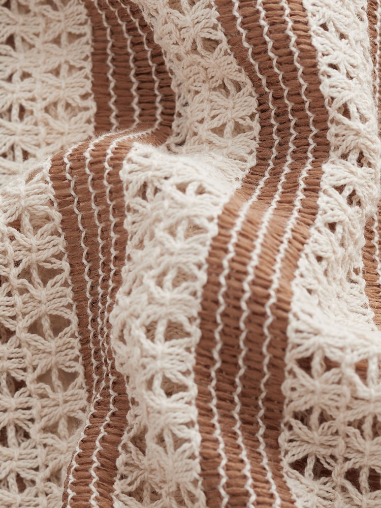 Neutral Stripe Crochet Short Sleeve Shirt - Image 7 of 7