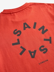 smALLSAINTS Red Tierra Oversized Crew Logo 100% Cotton T-Shirt - Image 8 of 8