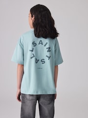 smALLSAINTS Pale Blue Tierra Oversized Crew Logo 100% Cotton T-Shirt - Image 2 of 9