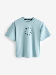 smALLSAINTS Pale Blue Tierra Oversized Crew Logo 100% Cotton T-Shirt - Image 6 of 9