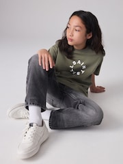 smALLSAINTS Khaki Green Tierra Oversized Crew Logo 100% Cotton T-Shirt - Image 3 of 9