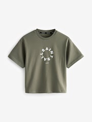 smALLSAINTS Khaki Green Tierra Oversized Crew Logo 100% Cotton T-Shirt - Image 6 of 9