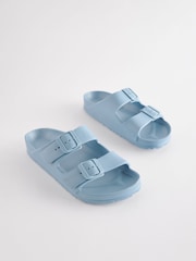 Blau - Eva Flache Sandalen mit Doppelriemen und verstellbaren Schnallen - Bild 1 von 5