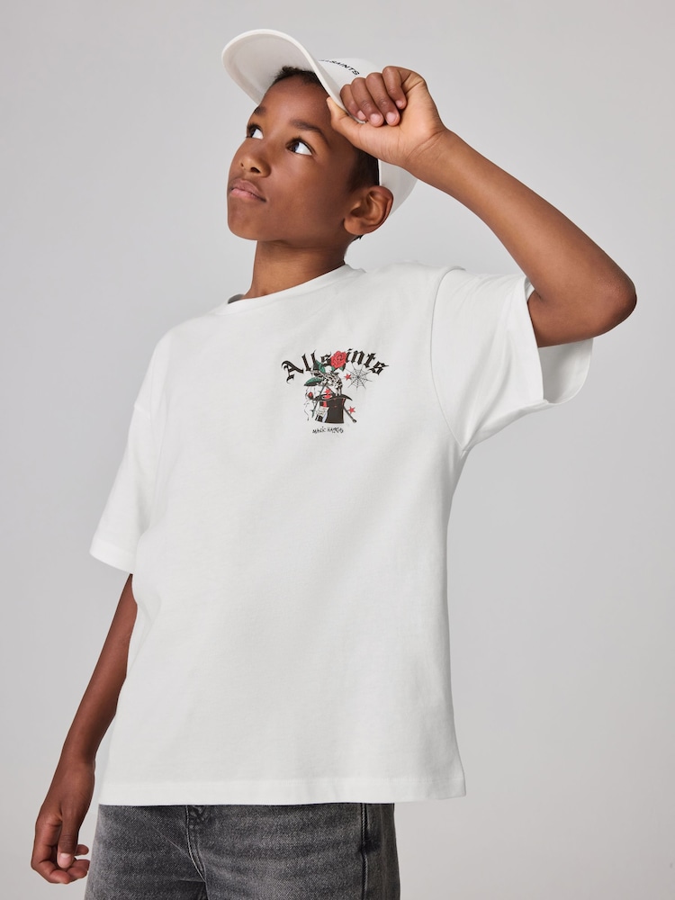 smALLSAINTS White/Magick Boys Oversized Graphic Crew T-Shirt - Image 1 of 7