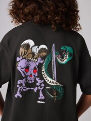 smALLSAINTS Black/Sabrerattler Boys Oversized Graphic Crew 100% Cotton T-Shirt - Image 4 of 7