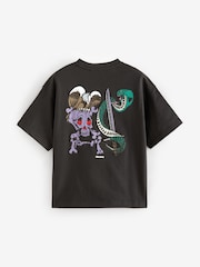 smALLSAINTS Black/Sabrerattler Boys Oversized Graphic Crew 100% Cotton T-Shirt - Image 6 of 7