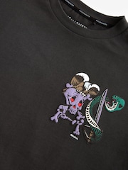 smALLSAINTS Black/Sabrerattler Boys Oversized Graphic Crew 100% Cotton T-Shirt - Image 7 of 7