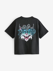 smALLSAINTS Black/Tomkat Boys Oversized Graphic Crew 100% Cotton T-Shirt - Image 7 of 8