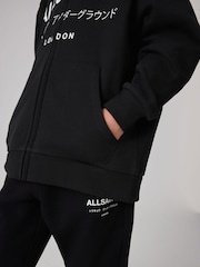 smALLSAINTS Black Underground Oversized Zip 100% Cotton Hoodie - Image 7 of 11
