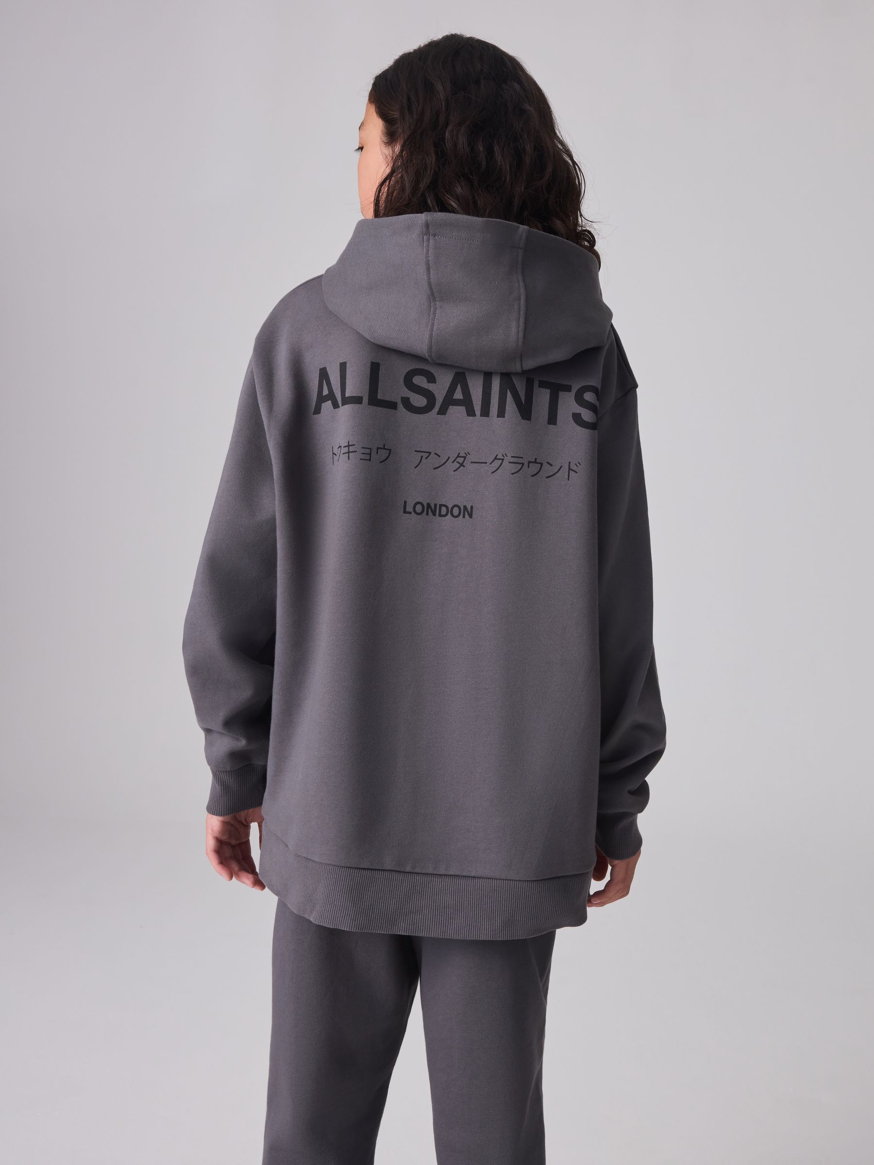 smALLSAINTS Charcoal Grey Oversized Underground Pullover 100 Cotton Hoodie