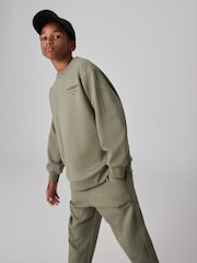 smALLSAINTS Khaki Green Oversized Underground Crew Sweatshirt - Image 1 of 8
