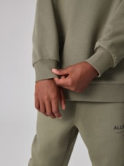 smALLSAINTS Khaki Green Oversized Underground Crew Sweatshirt - Image 6 of 8