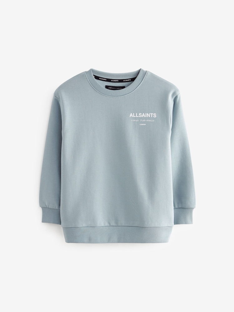 smALLSAINTS Pale Blue Oversized Underground Crew Sweatshirt - Image 2 of 5 smALLSAINTS Pale Blue Oversized Underground Crew Sweatshirt - Image 2 of 5