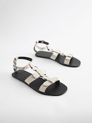 Bone Leather Ring Detail Sandals - Image 1 of 5