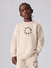 smAllSaints Neutral Tierra Oversized Logo Crew Sweatshirt - Image 1 of 6