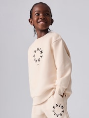 smAllSaints Neutral Tierra Oversized Logo Crew Sweatshirt - Image 2 of 6