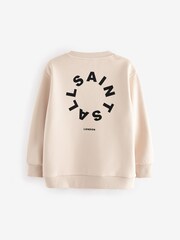smAllSaints Neutral Tierra Oversized Logo Crew Sweatshirt - Image 4 of 6