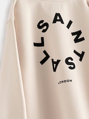 smAllSaints Neutral Tierra Oversized Logo Crew Sweatshirt - Image 6 of 6