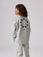 smALLSAINTS Grey Tierra Oversized Logo Crew Sweatshirt - Image 2 of 6