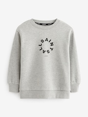 smALLSAINTS Grey Tierra Oversized Logo Crew Sweatshirt - Image 4 of 6