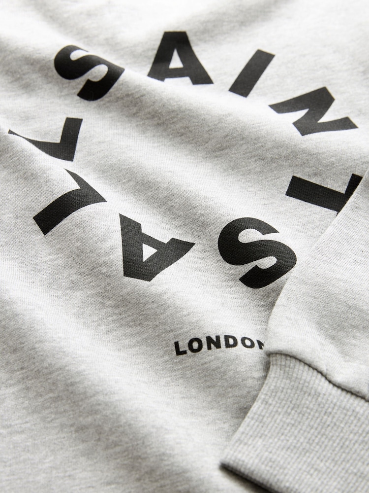 smALLSAINTS Grey Tierra Oversized Logo Crew Sweatshirt - Image 6 of 6