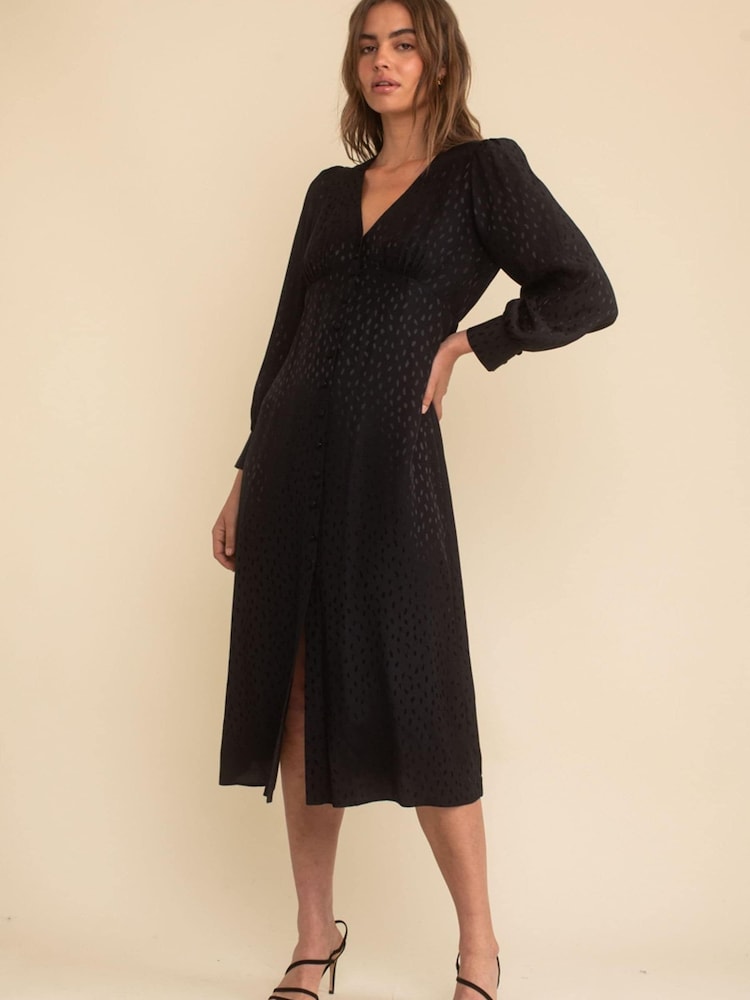 Nobody's Child Tasha Jacquard Gery Midi Dress - Image 1 of 4