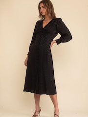 Nobody's Child Tasha Jacquard Gery Midi Dress - Image 3 of 4