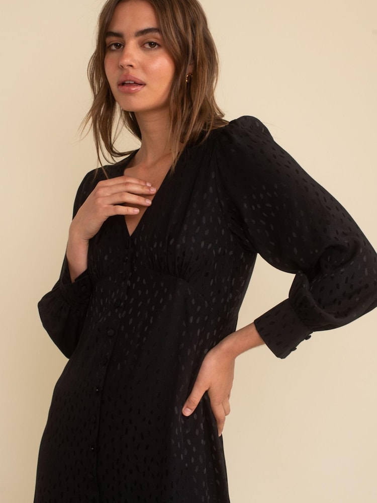 Nobody's Child Tasha Jacquard Gery Midi Dress - Image 4 of 4
