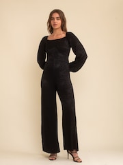 Nobodys Child Lettie Jacquard Black Jumpsuit - Image 1 of 4