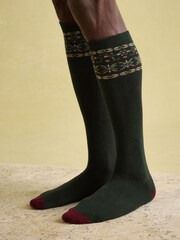 Joules Men's Wader Khaki Green Mens Welly Socks - Image 4 of 6