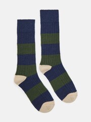 Joules Men's Gibson Green/Navy Cosy Striped Socks - Image 1 of 3