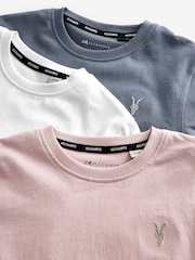 smALLSAINTS Pale Pink Boys Brace Crew 100% Cotton T-Shirts 3 Pack - Image 6 of 7