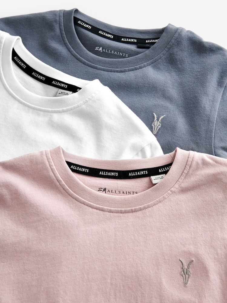 smALLSAINTS Pale Pink Boys Brace Crew 100% Cotton T-Shirts 3 Pack - Image 6 of 7