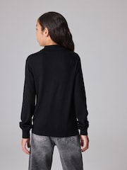 smALLSAINTS Black Boys Mode Long Sleeve Knitted Polo Shirt - Image 2 of 7