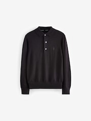 smALLSAINTS Black Boys Mode Long Sleeve Knitted Polo Shirt - Image 4 of 7