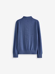 smALLSAINTS Blue Boys Mode Long Sleeve Knitted Polo Shirt - Image 6 of 8