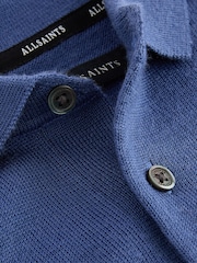 smALLSAINTS Blue Boys Mode Long Sleeve Knitted Polo Shirt - Image 7 of 8