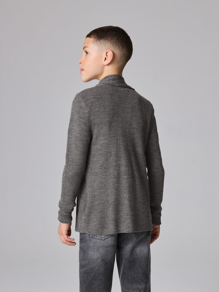 smALLSAINTS Grey/Brown Boys Mode 100% Cotton Cardigan and T-Shirt Set - Image 3 of 9