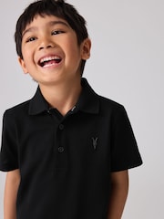 smALLSAINTS Black Boys 100% Cotton Short Sleeve Polo Shirt - Image 2 of 7